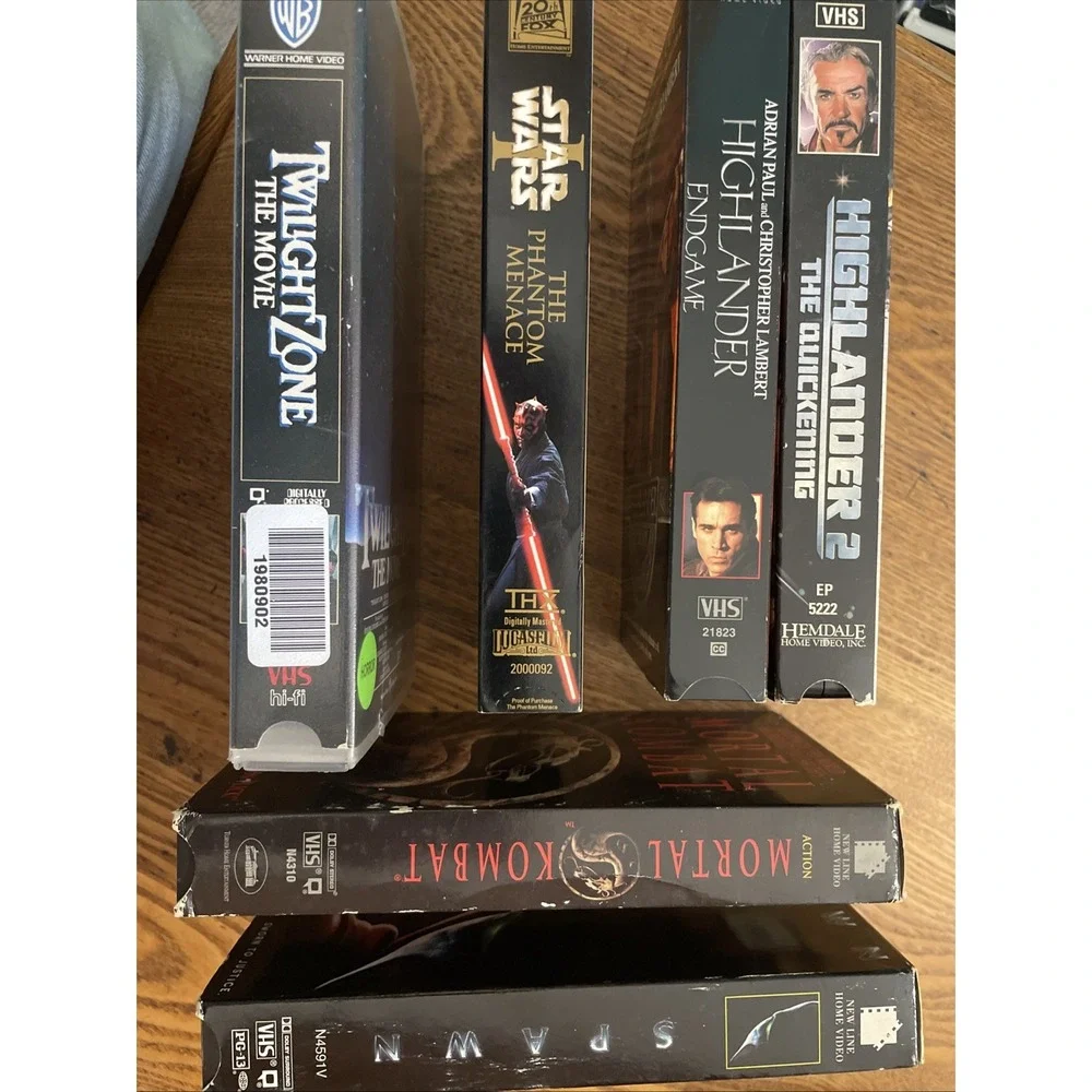 6 Vintage VHS - Highlander Twilight Zone Star Wars Mortal Kombat Spawn‎